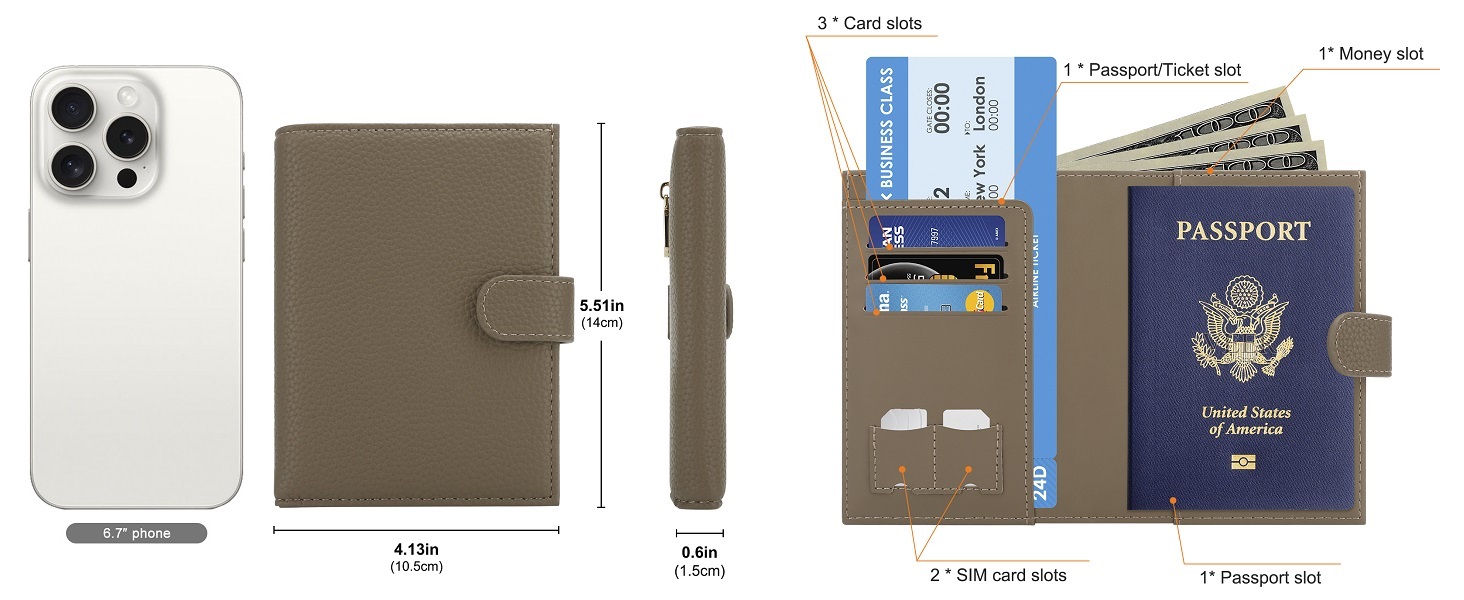 brown slim leather passport cover