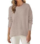 ANRABESS Sweaters for Women 2025 Fall Long Sleeve Casual Loose Fit Knitted High Low Hem Basic Pul...