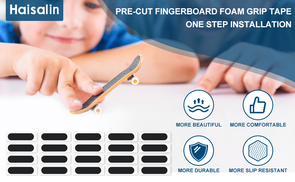 Haisalin 20Pcs Fingerboard Grip Tape, Precut Fingerboard