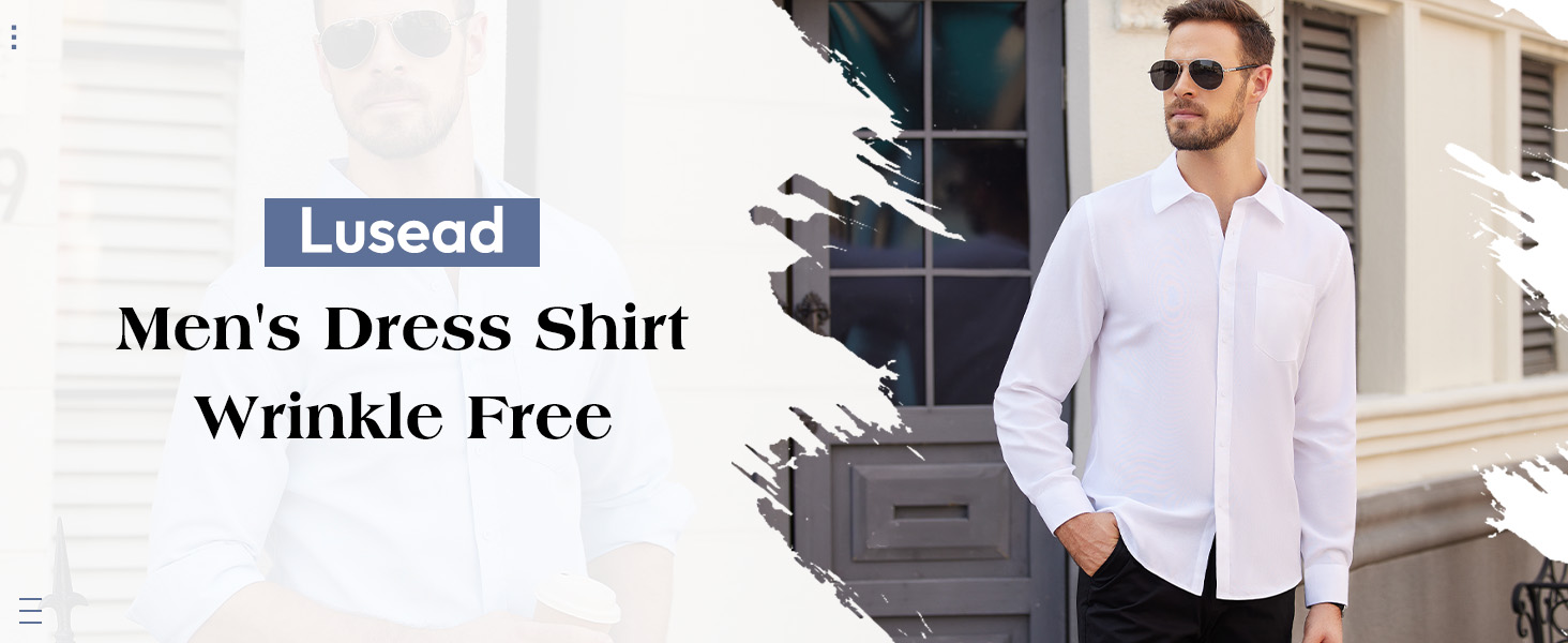 Lusead Men&#39;s Dress Shirt Wrinkle Free.