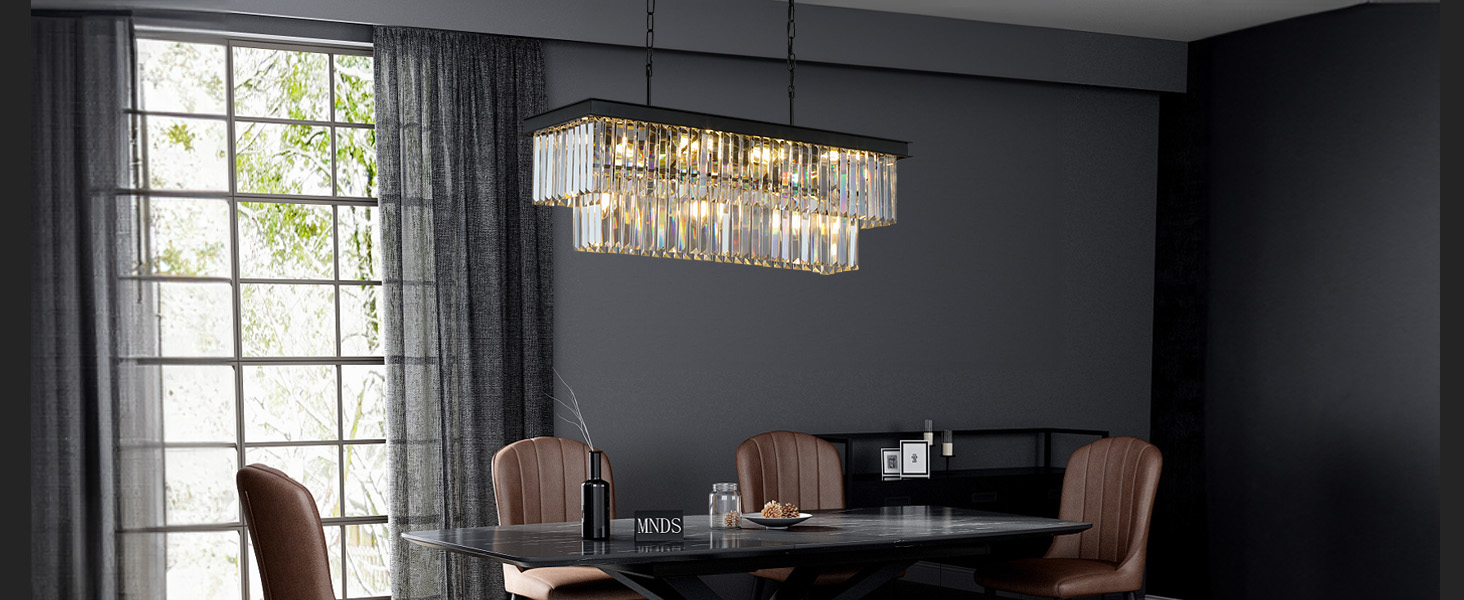 Rectangular Crystal Dining Room Chandelier