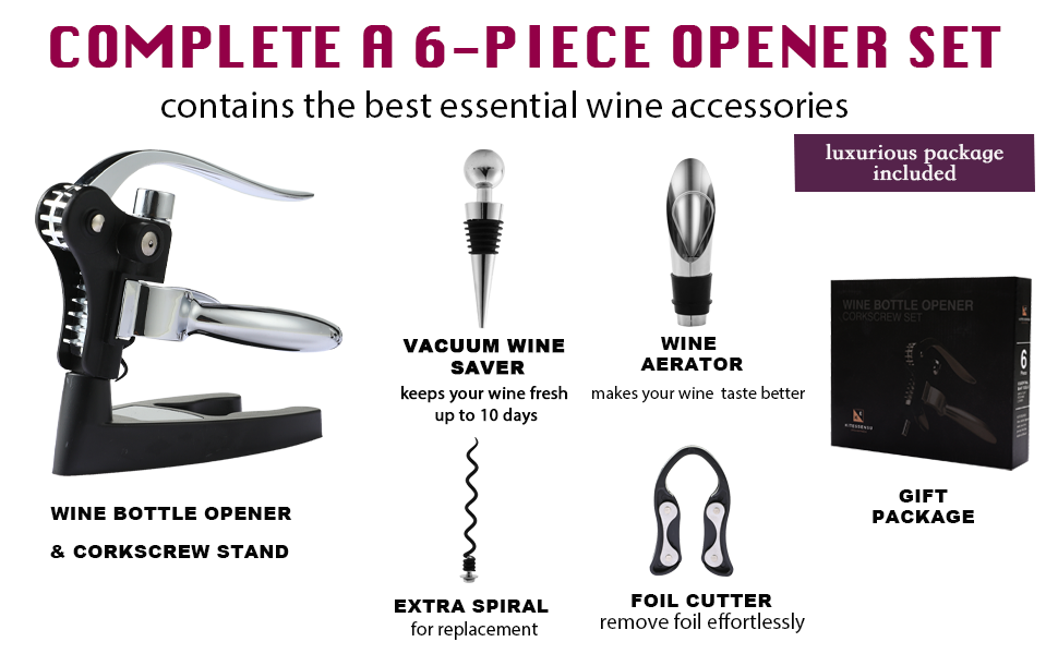 Wine Opener, KITESSENSU Easy Lever Wine Corkscrew with No