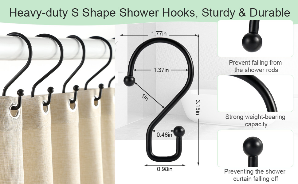 Shower Curtain Hooks, S Hooks Shower Curtain Rings