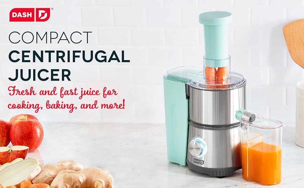 Compact Juicer on countertop, carrot juice, healthy juice