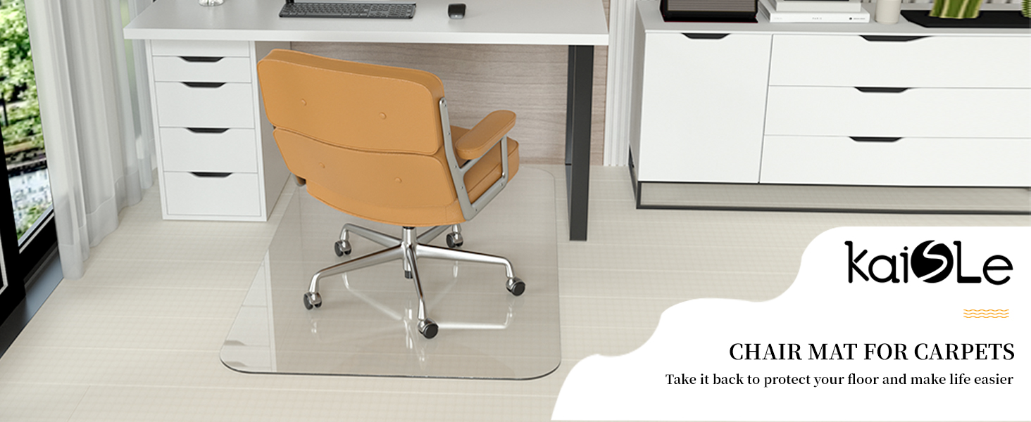 KAISLE Office Chair Mat for Carpet Floor, Plastic Rolling