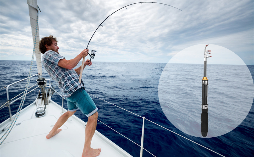 Fishing Rod Portable Small Short Sea Pole Mini Sea Fishing Tools