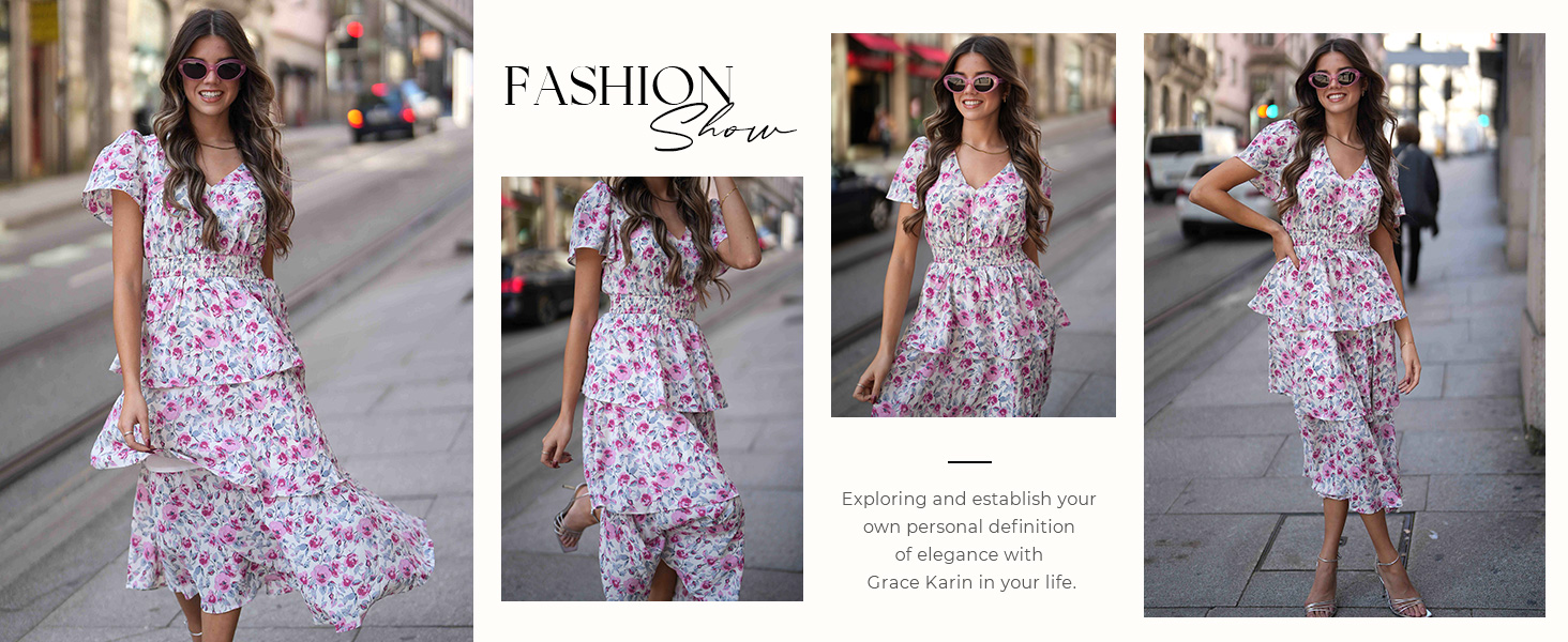 Summer Dresses for Women 2025 Floral Midi Dress