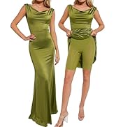 Popilush Shapewear Dress Womens Fishtail Long Dress Summer Maxi Dress Built-in Bra Slip Bodycon L...