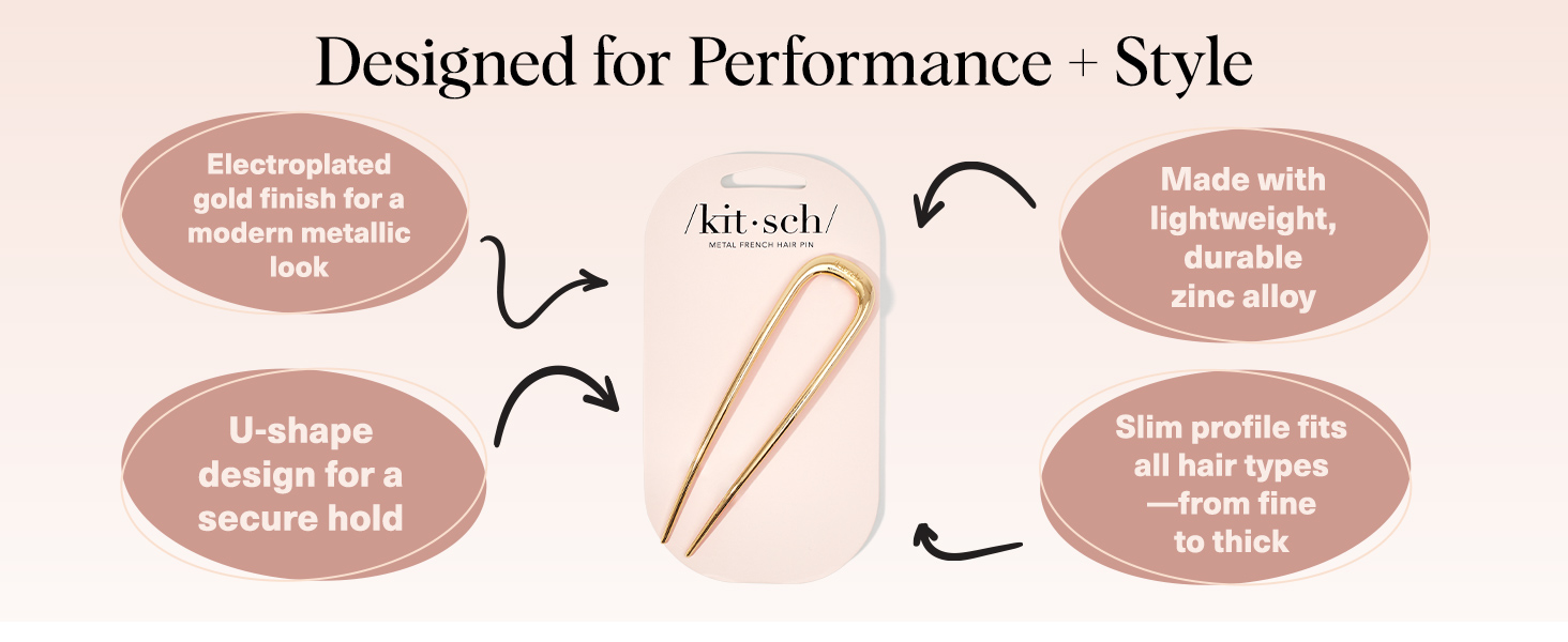 Kitsch French Hair Pins for Women Metal Hair Fork for Updos, Chignon, Bun &amp; Twist Hairstyles