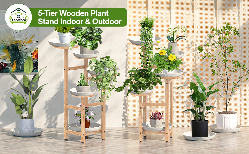 Plant Stand Indoor with Plant Saucer and Gardening Tool