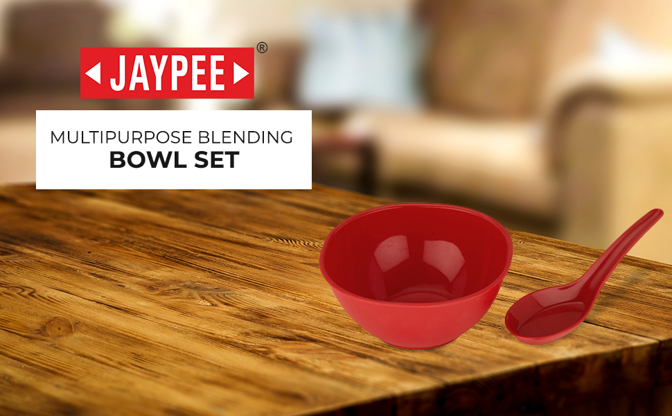 Jaypee Plus Plastic Solid Bowl 250ml, 6 Soup Bowls & 6 Spoons, Maroon