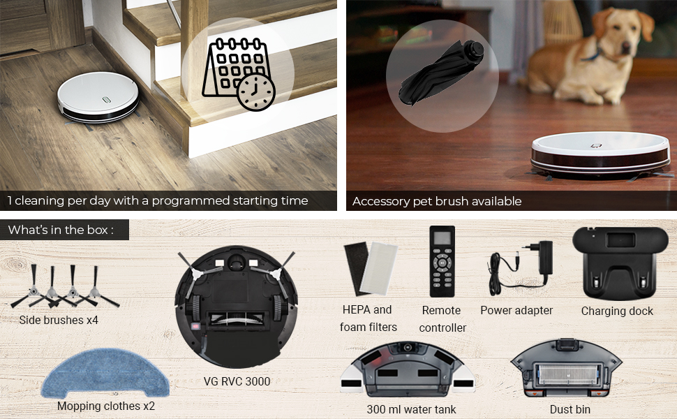 Venga! Robot Vacuum Cleaner with Mop, Easy to Use, 6 Cleaning Modes