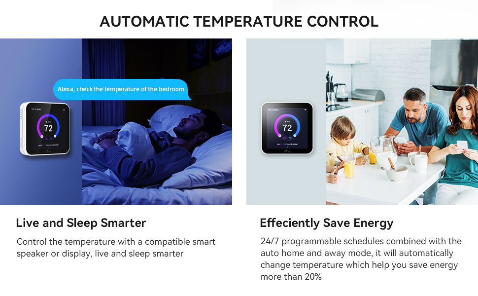 vine Smart Thermostat Larger Color Screen Thermostats for Home Heat and