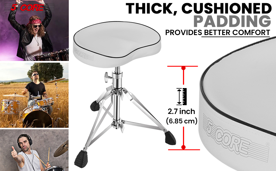 Professional Drum Throne, Seat Swivel Height Adjustable Chair Heavy Duty Stool for Drummer
