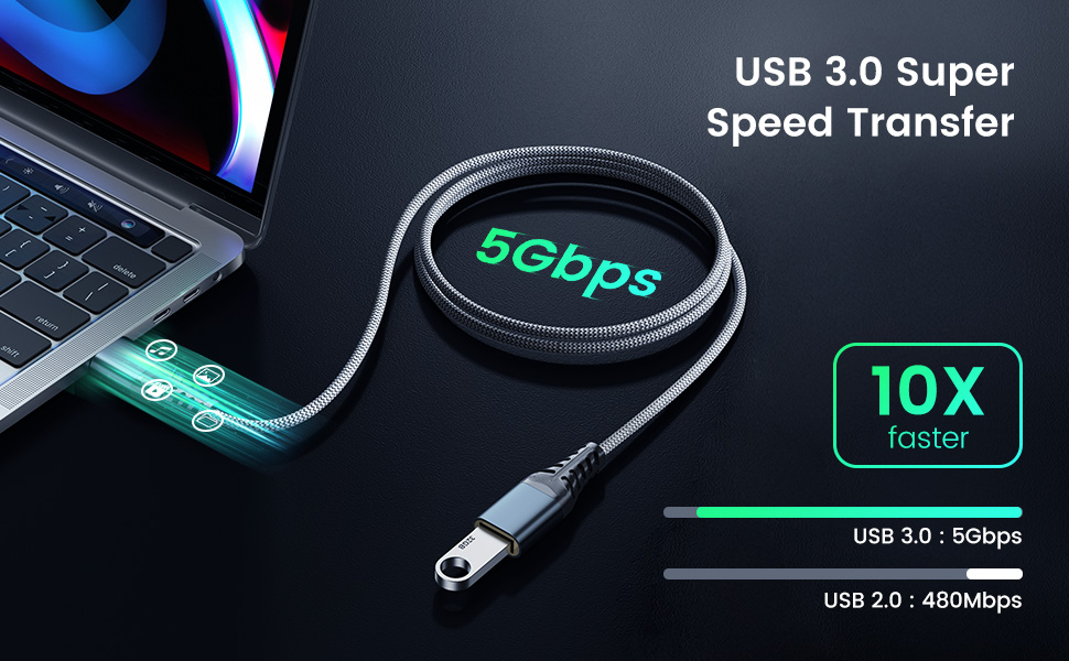 USB Extension Cable 3.3ft, ANDTOBO USB 3.0 Type A Male to Female