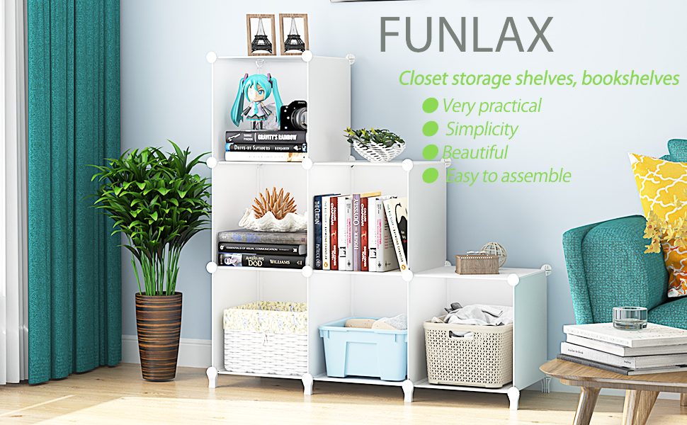 FUNLAX Cube Storage Shelf, 6 Cubes Closet Organizers and Storage