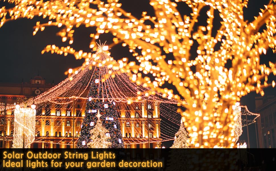 Solar String Lights Outdoor,2 Packs 72ft 8 Modes 200 LED Solar Fairy