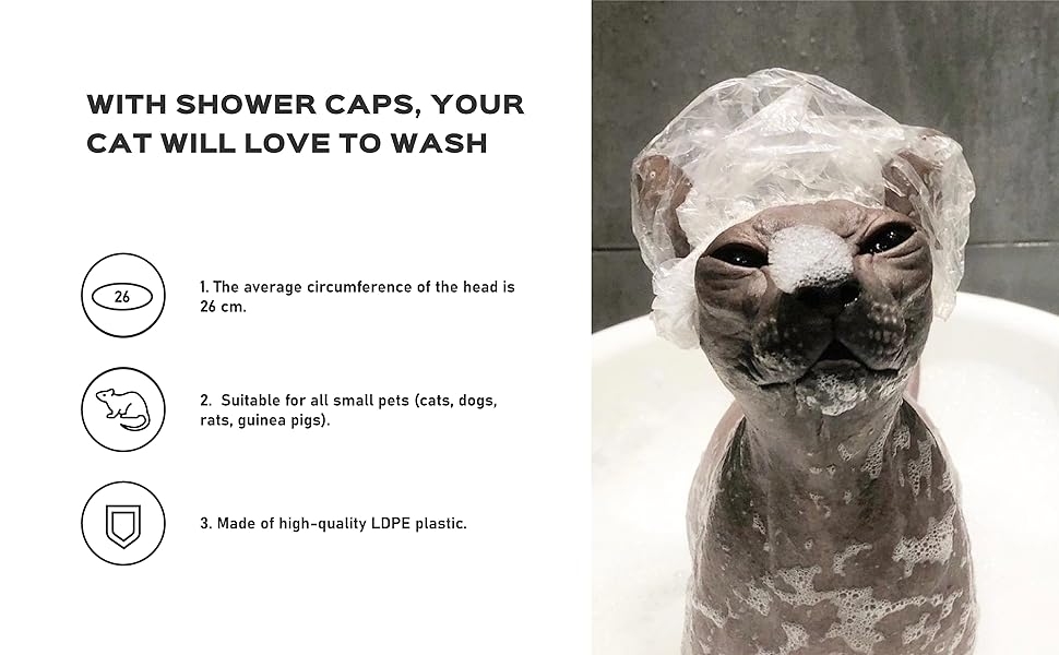 Kotomoda 20 Shower Caps for Sphynx Cats and Other Hairless