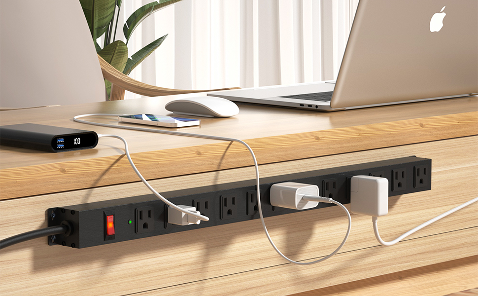 12 Outlet Long Power Strip Surge Protector with 2100 Joules