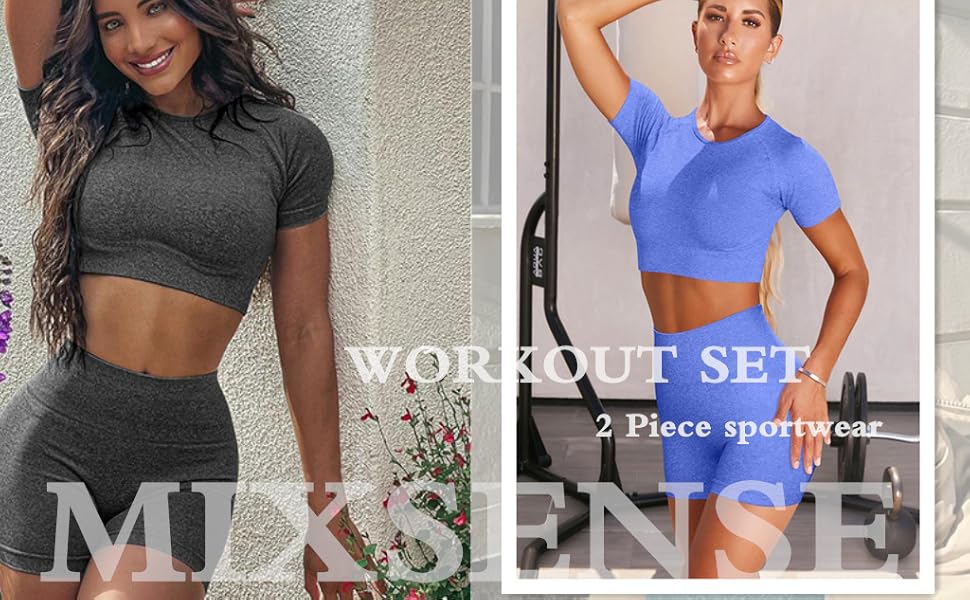 Mixsense Workout Sets for Women 2 Piece Seamless High Waisted Legging