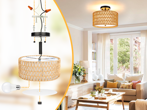 living room lighting fixture handmade nutural material