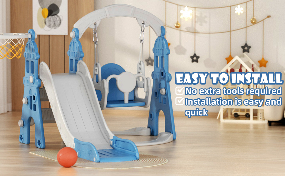 YUFU 4in1 Toddler Swing and Slide Set, Kids Slide with