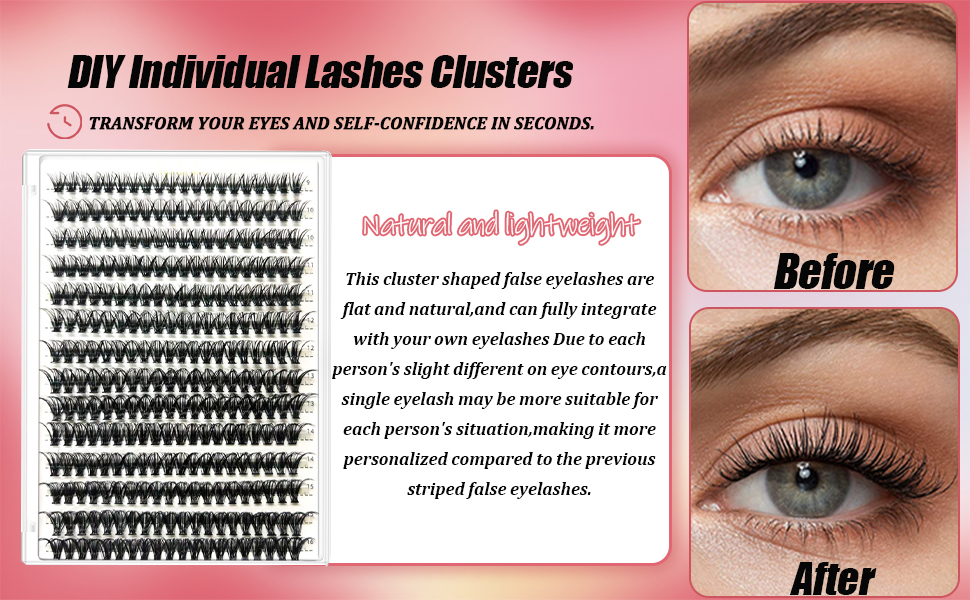 280 PCS 9-16mm Length 40D Curl Individual Lashes Clusters