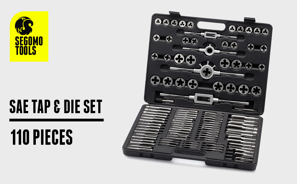 Segomo Tools 110 Piece Hardened Alloy Steel SAE Tap And Die Threading