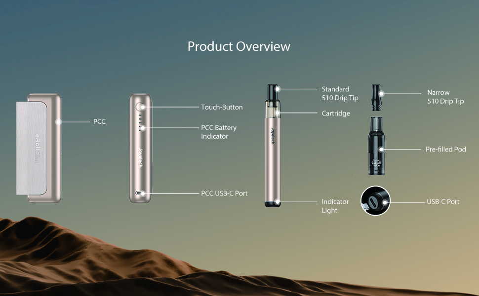 JOYETECH Eroll Slim Vape Kits 1500 mAh + 480 mAh großer Akku 2 ml