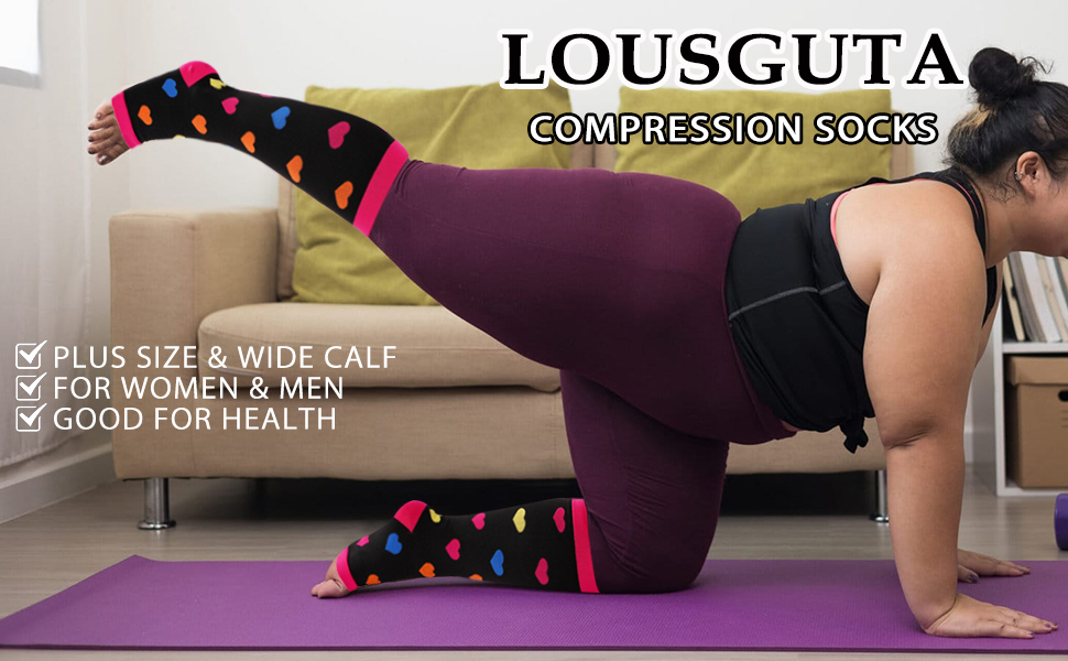LOUSGUTA Open Toe Plus Size Compression Socks for Women & Men 1520 mmhg Toeless