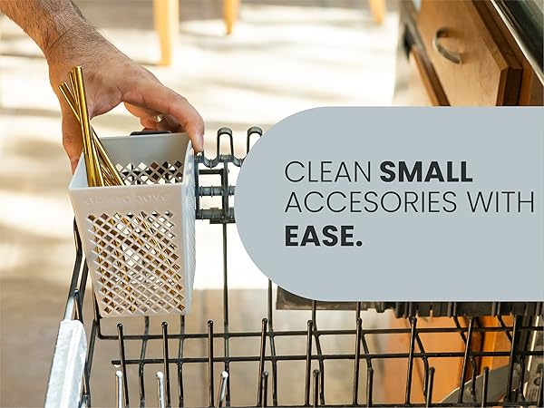 Plastic Straw Basket to Wash Reusable Straws, Cocktail Picks, & Small Items