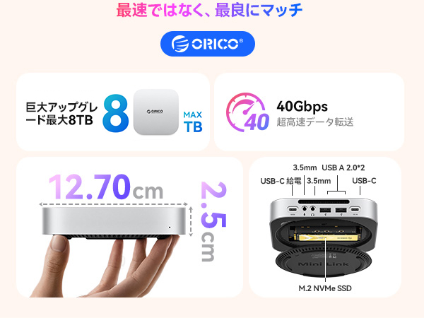 【新品未開封】ORICO M45P minilink Amazon.co.jp: ORICO MiniLink Mac Mini M4 アルミ製ドッキング