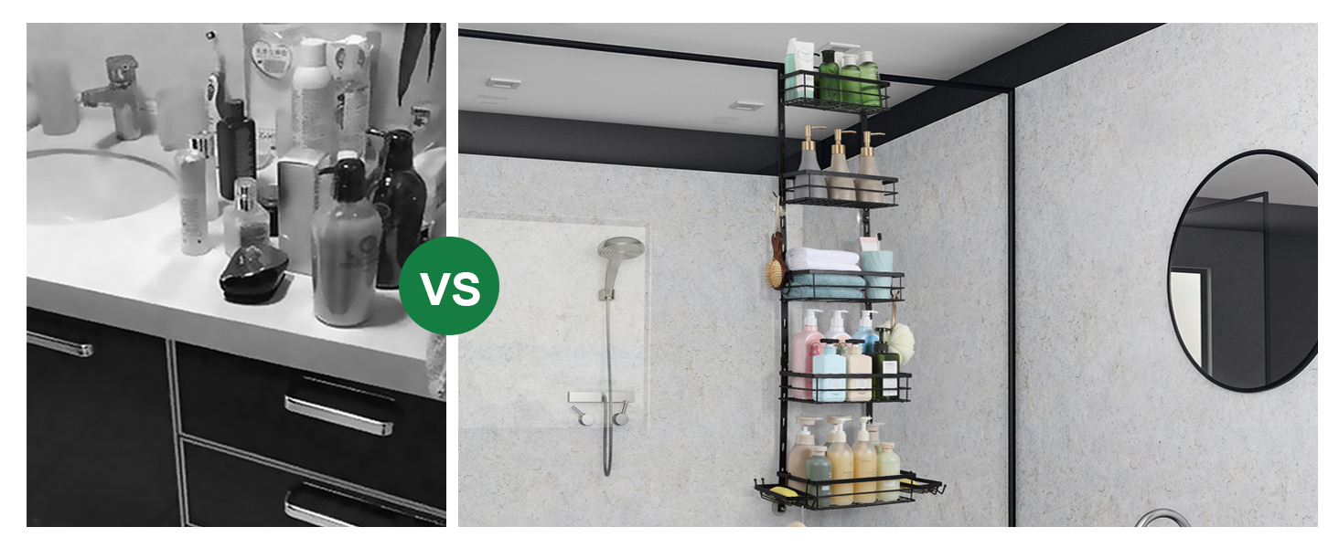 Over the Door Shower Caddy, 5Tier Adjustable Hanging