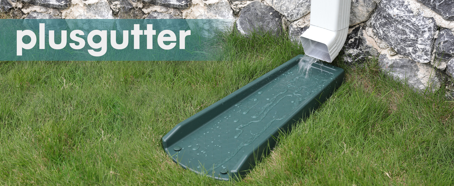 plusgutter Rain Gutter Downspout Splash Block, Gutter