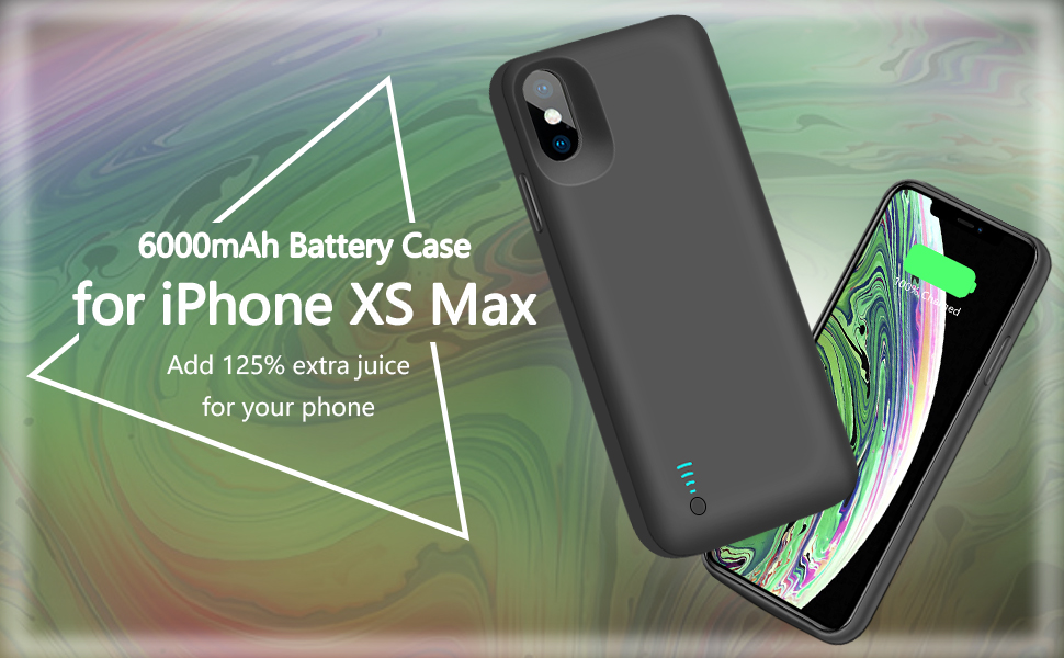 RUNSY Battery Case Compatible with iPhone Xs Max, 6000mAh Rechargeable Extended