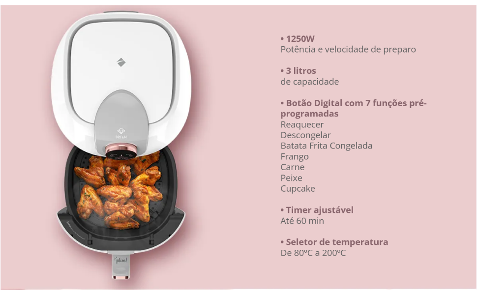 Fritadeira Sem Óleo 3L Cadence Dream Rosé Gold