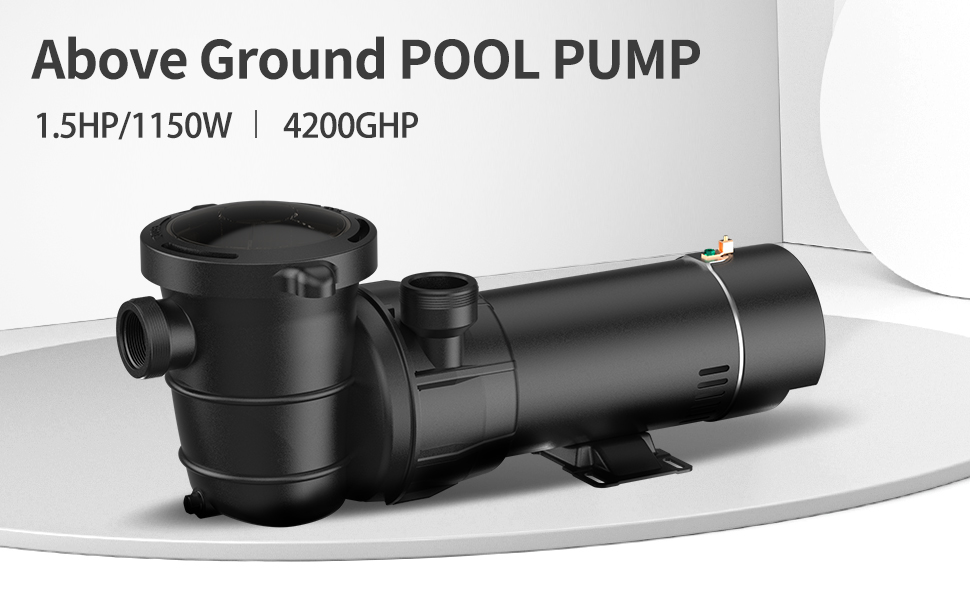 BRIOPAWS 1.5HP Pool Pump, 4200GPH Flow, 36FT Head Lift