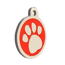 design round paw red pet id tag