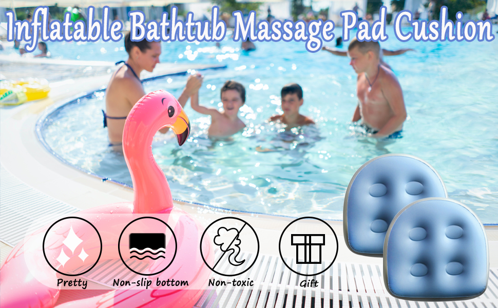SPA Spa Massage Pad - 4pcs Inflatable Bathtub Massage Pad Cushion
