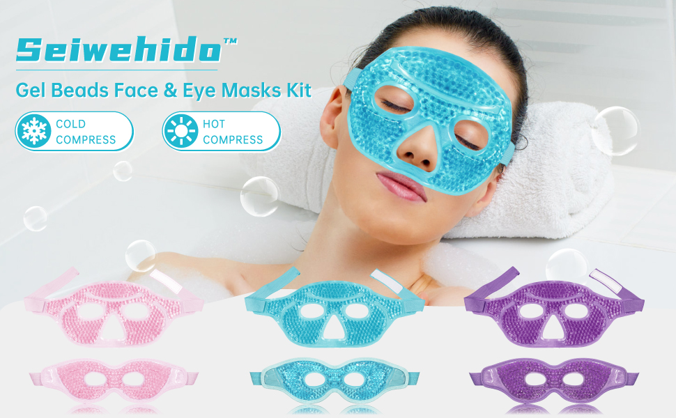 2Pack Ice Eye Mask Reusable Gel Cold Eye Mask with Plush