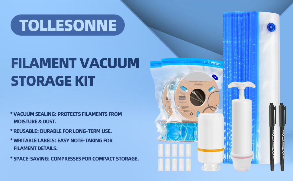 50PCS Filament Storage Bags Kit with Electric Pump and Hand Pump, 3D Printer Filament Storage Bags Vacuum Sealed Kit Designed for 3D Filament Storage and Keep Filament Dry (11.8 x 13.4 in) 8 1