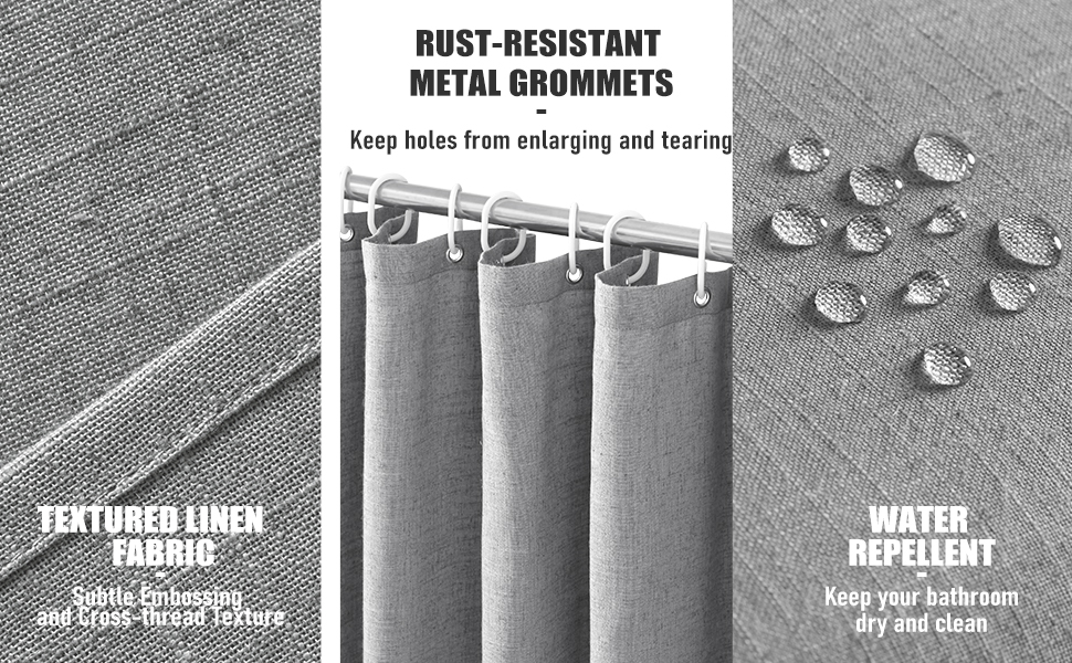 BTTN 78 Inch Long Shower Curtain Linen Neutral Rustic