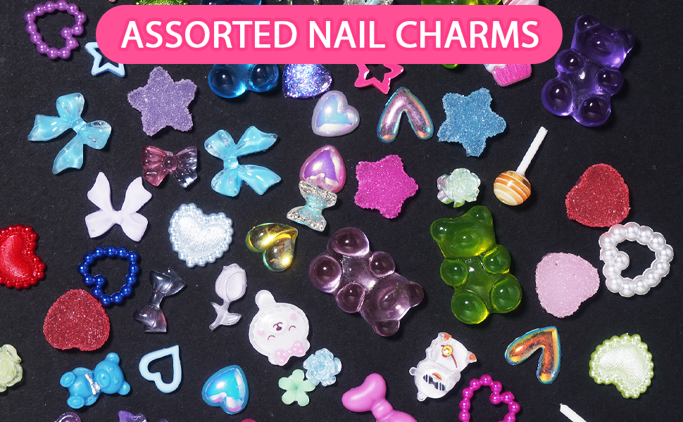 Uotey 3D Bear Candy Nail Charms 