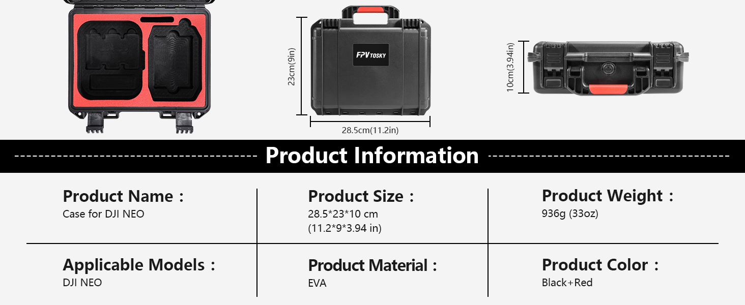 FPVtosky NEO Case，Waterproof Hard Carrying Case for DJI NEO Accessories,Travel Case for DJI NEO