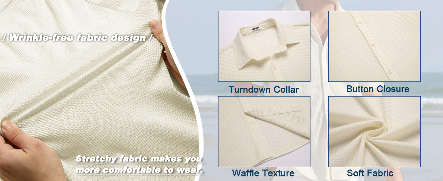 Detailed display of men’s versatile shirts