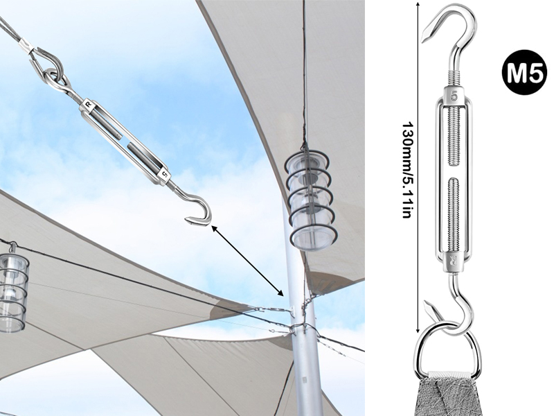 TooTaci Shade Sail Hardware Kit with 1/8" Coated Cable Wire
