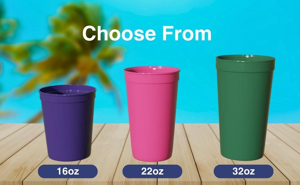 PartyPrints 10 Pack 32oz Black Reusable Blank Plastic Cups