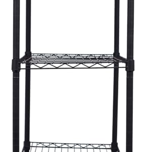 5 tier shelf, storage shelf, black shelf, metal shelf, storage solution, organize