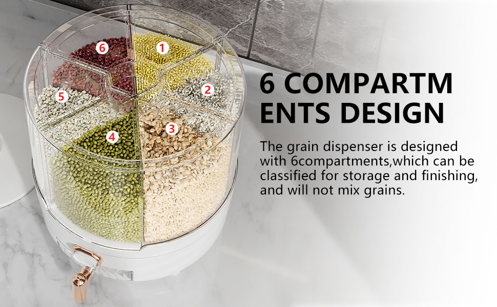 Yiishuiil Rice and Grain Storage Container, 360°Rotating