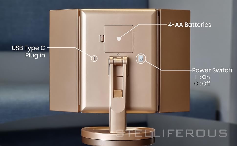 Trifold makeup mirror